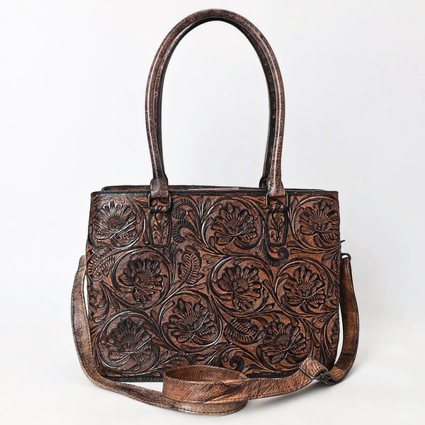 ADBG1532 American Darling Western Leather Tote Bag with Hand-Tooled Floral Design Genuine Full-Grain Leather