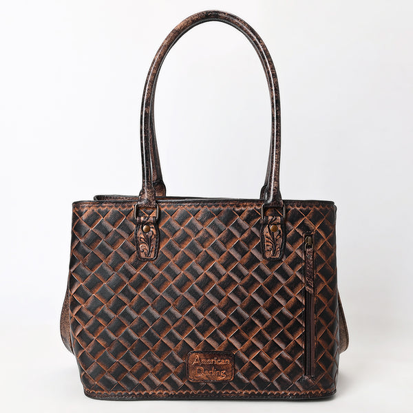 ADBG1532 American Darling Western Leather Tote Bag with Hand-Tooled Floral Design Genuine Full-Grain Leather