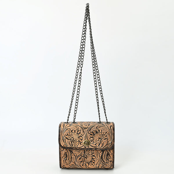 ADBG1534 American Darling Western Leather Small Crossbody Bag with Hand-Tooled Floral Design Genuine Leather