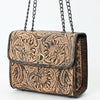 ADBG1534 American Darling Western Leather Small Crossbody Bag with Hand-Tooled Floral Design Genuine Leather