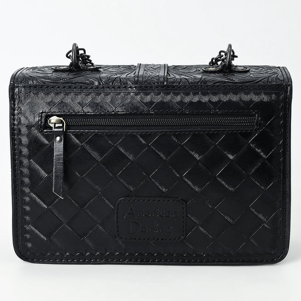 ADBG1535 American Darling Western Leather Small Crossbody Bag with Hand-Tooled Floral Design & Chain Strap
