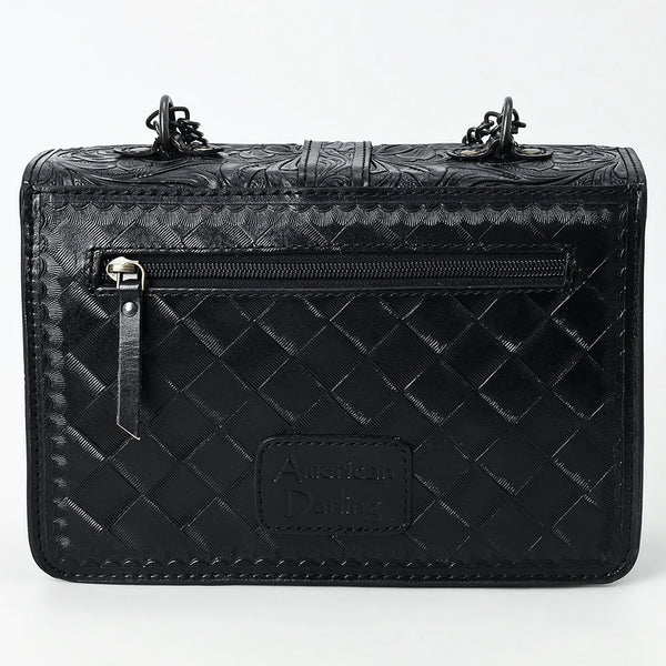ADBG1535 American Darling Western Leather Small Crossbody Bag with Hand-Tooled Floral Design & Chain Strap