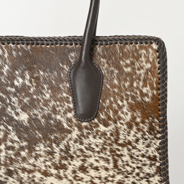 ADBGM301 Cowhide Leather Tote - Structured Western Handbag with Braided Trim
