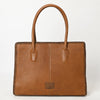 ADBGM301 Classic Western Leather Tote - Structured Caramel-Trimmed Handbag with Braided Edge