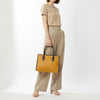 ADBGM301 Classic Western Leather Tote - Structured Caramel-Trimmed Handbag with Braided Edge