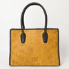 ADBGM301 Classic Western Leather Tote - Structured Caramel-Trimmed Handbag with Braided Edge