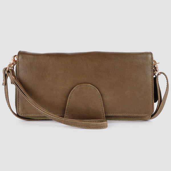 ADBGM393 Pebbled Leather Wristlet Clutch Crossbody - American Darling