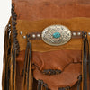 ADBGM253 Distressed Leather Fringe Messenger - Western Raw Edge Purse with Turquoise Concho