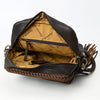ADBGM354B Hair-On Cowhide Fringe Crossbody Bag - Dual Pocket Mini Western Leather Purse