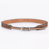 ADHTBR110 Floral Hand Tooled Natural Leather Western Hatband with Engraved Silver Buckle