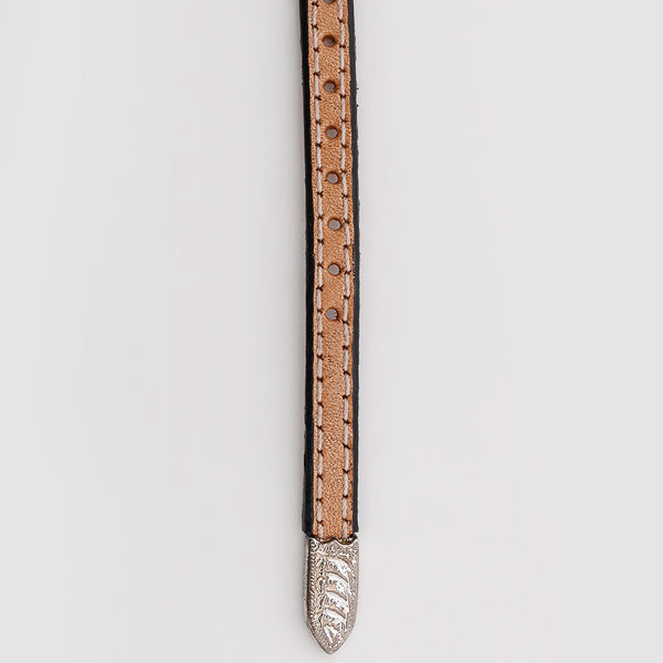 ADHTBR110 Floral Hand Tooled Natural Leather Western Hatband with Engraved Silver Buckle