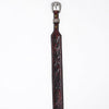 ADHTBR113 Dark Brown Tooled Leather Western Hatband with Floral Design & Silver Buckle Set