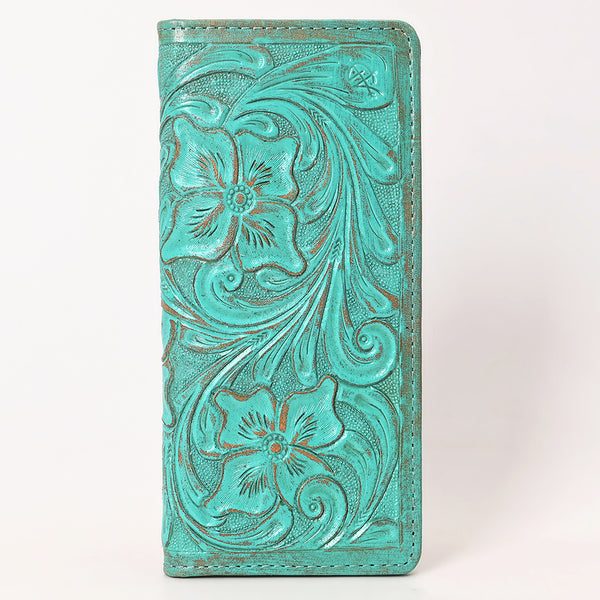 ADBG1537 American Darling Western Leather Clutch Bag with Hand-Tooled Floral Carving Genuine Leather