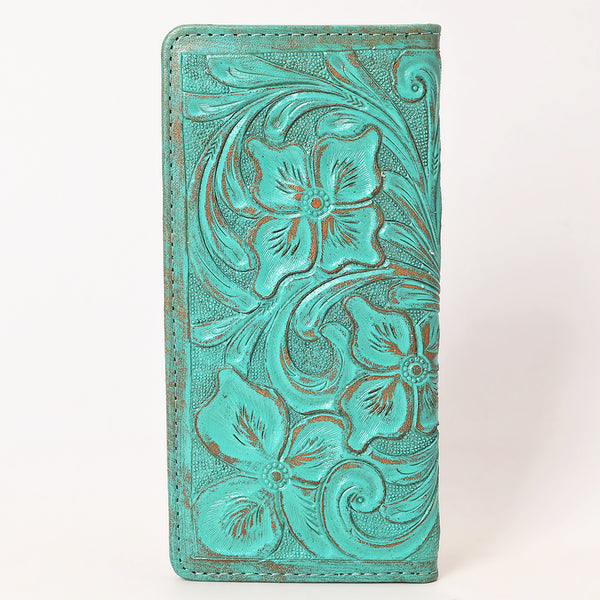 ADBG1537 American Darling Western Leather Clutch Bag with Hand-Tooled Floral Carving Genuine Leather