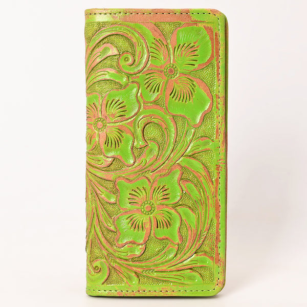ADBG1537 American Darling Western Leather Clutch Bag with Hand-Tooled Floral Carving Genuine Leather