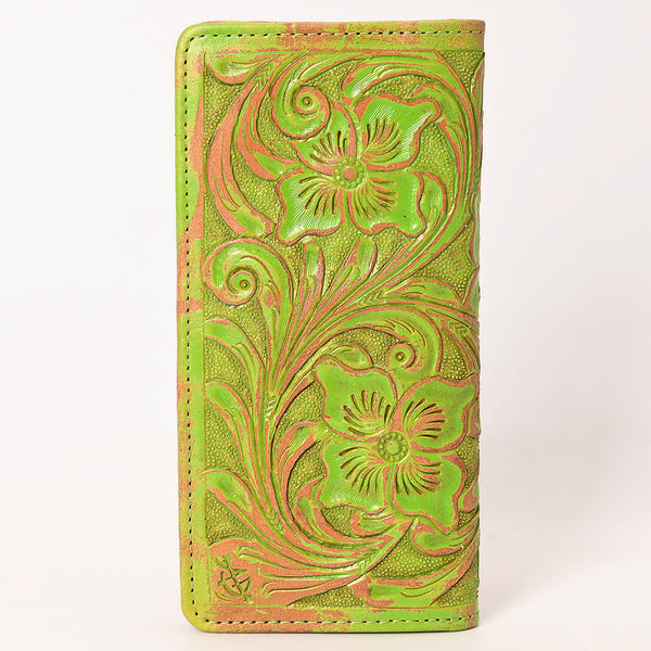 ADBG1537 American Darling Western Leather Clutch Bag with Hand-Tooled Floral Carving Genuine Leather