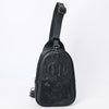 ADBG1538A American Darling Western Leather Sling Bag with Black Crocodile Embossed Detailing Genuine Hair-on cowhide Leather