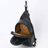 ADBG1538A American Darling Western Leather Sling Bag with Black Crocodile Embossed Detailing Genuine Hair-on cowhide Leather