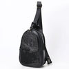 ADBG1538A American Darling Western Leather Sling Bag with Black Crocodile Embossed Detailing Genuine Hair-on cowhide Leather