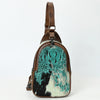ADBG1538 American Darling Western Leather Sling Bag with Crocodile Embossed Detailing Genuine Hair-on cowhide Leather