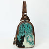 ADBG1538 American Darling Western Leather Sling Bag with Crocodile Embossed Detailing Genuine Hair-on cowhide Leather