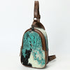 ADBG1538 American Darling Western Leather Sling Bag with Crocodile Embossed Detailing Genuine Hair-on cowhide Leather