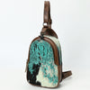 ADBG1538 American Darling Western Leather Sling Bag with Crocodile Embossed Detailing Genuine Hair-on cowhide Leather