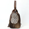 ADBG1538 American Darling Western Leather Sling Bag with Crocodile Embossed Detailing Genuine Hair-on cowhide Leather