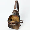 ADBG1538 American Darling Western Leather Sling Bag with Crocodile Embossed Detailing Genuine Hair-on cowhide Leather