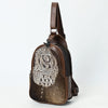 ADBG1538 American Darling Western Leather Sling Bag with Crocodile Embossed Detailing Genuine Hair-on cowhide Leather