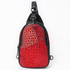 ADBG1538 American Darling Western Leather Sling Bag with Crocodile Embossed Detailing Genuine Hair-on cowhide Leather
