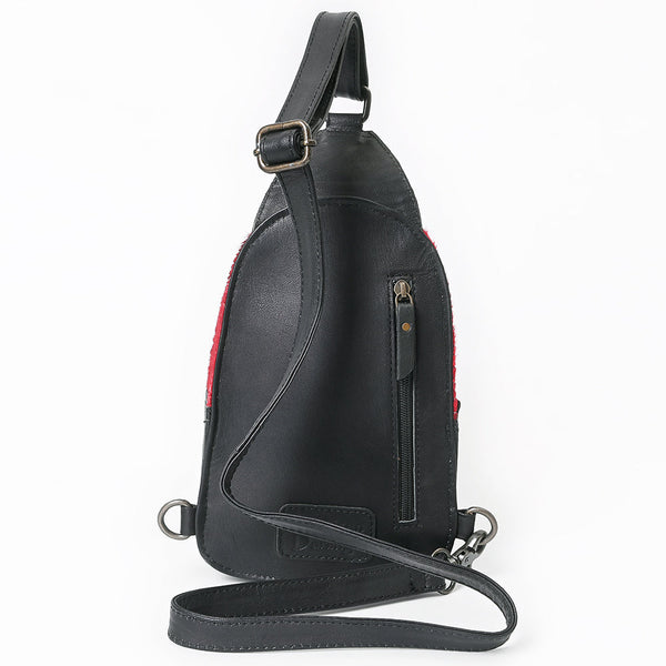 ADBG1538 American Darling Western Leather Sling Bag with Crocodile Embossed Detailing Genuine Hair-on cowhide Leather