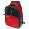 ADBG1538 American Darling Western Leather Sling Bag with Crocodile Embossed Detailing Genuine Hair-on cowhide Leather