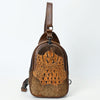 ADBG1538 American Darling Western Leather Sling Bag with Crocodile Embossed Detailing Genuine Hair-on cowhide Leather