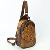ADBG1538 American Darling Western Leather Sling Bag with Crocodile Embossed Detailing Genuine Hair-on cowhide Leather