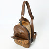ADBG1538 American Darling Western Leather Sling Bag with Crocodile Embossed Detailing Genuine Hair-on cowhide Leather