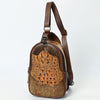 ADBG1538 American Darling Western Leather Sling Bag with Crocodile Embossed Detailing Genuine Hair-on cowhide Leather