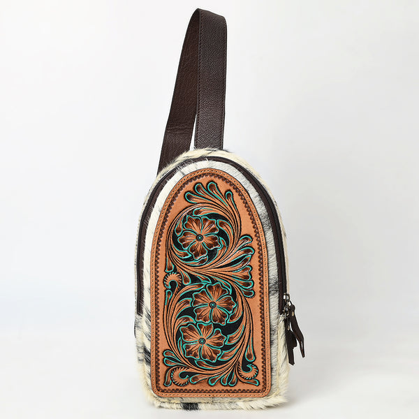 ADBGA590 American Darling Genuine Hand Tooled Leather Hair On Hide Sling Bag