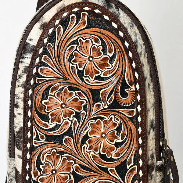 ADBGA590 American Darling Genuine Hand Tooled Leather Hair On Hide Sling Bag