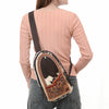 ADBGA591 Handcrafted Cowhide Leather Sling Bag-Western Floral Tooled Crossbody
