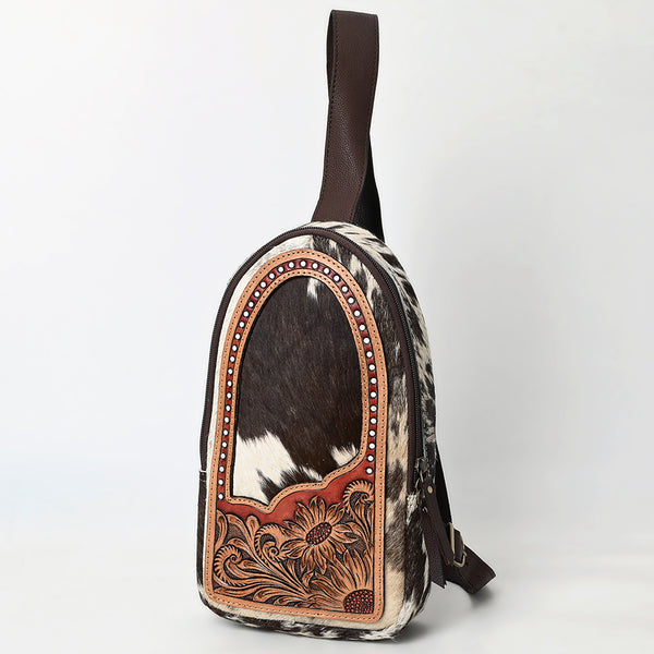 ADBGA591 Handcrafted Cowhide Leather Sling Bag-Western Floral Tooled Crossbody