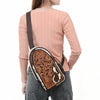 ADBGA592 American Darling Hand Tooled Floral Carved Hair-On Cowhide Sling Bag