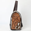 ADBGA592 American Darling Hand Tooled Floral Carved Hair-On Cowhide Sling Bag