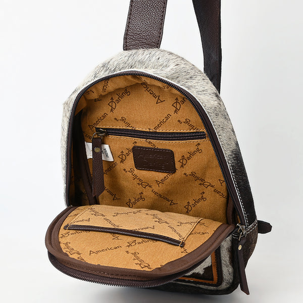ADBGA592 American Darling Hand Tooled Floral Carved Hair-On Cowhide Sling Bag
