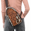 ADBGA592 American Darling Hand Tooled Floral Carved Hair-On Cowhide Sling Bag