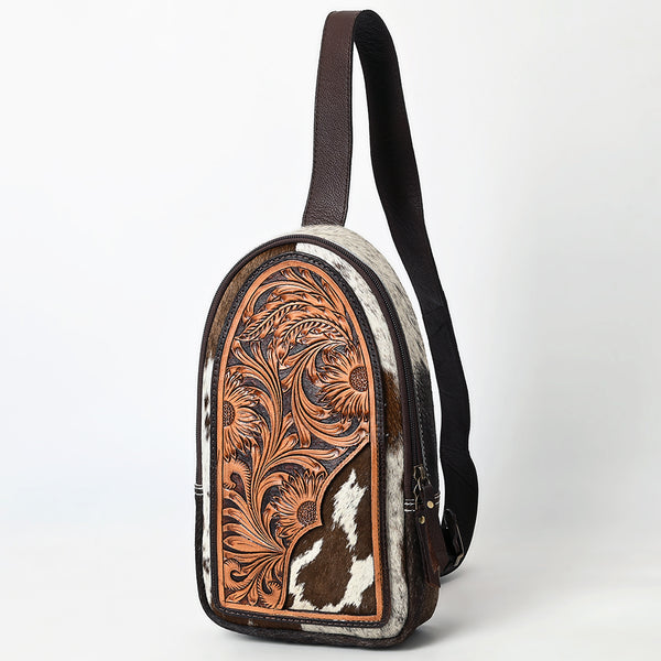 ADBGA592 American Darling Hand Tooled Floral Carved Hair-On Cowhide Sling Bag