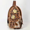 ADBGA592 American Darling Hand Tooled Floral Carved Hair-On Cowhide Sling Bag
