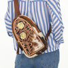 ADBGA592 American Darling Hand Tooled Floral Carved Hair-On Cowhide Sling Bag