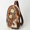 ADBGA592 American Darling Hand Tooled Floral Carved Hair-On Cowhide Sling Bag