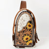 ADBGA592 American Darling Hand Tooled Floral Carved Hair-On Cowhide Sling Bag